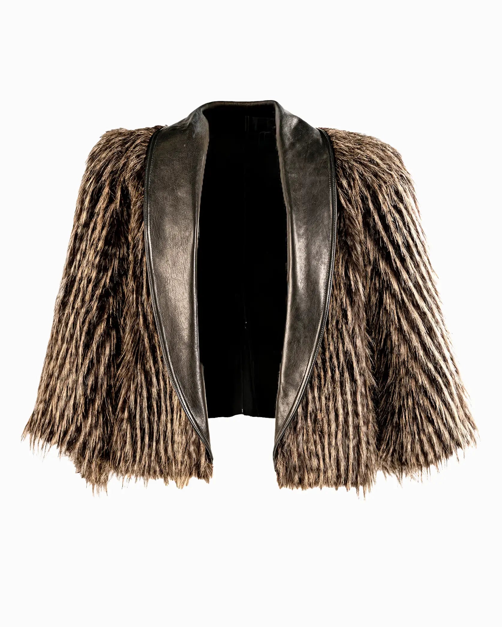 Abrigo oversized InDiferente fashion con pelo sintético italiano y cuello de piel de cordero