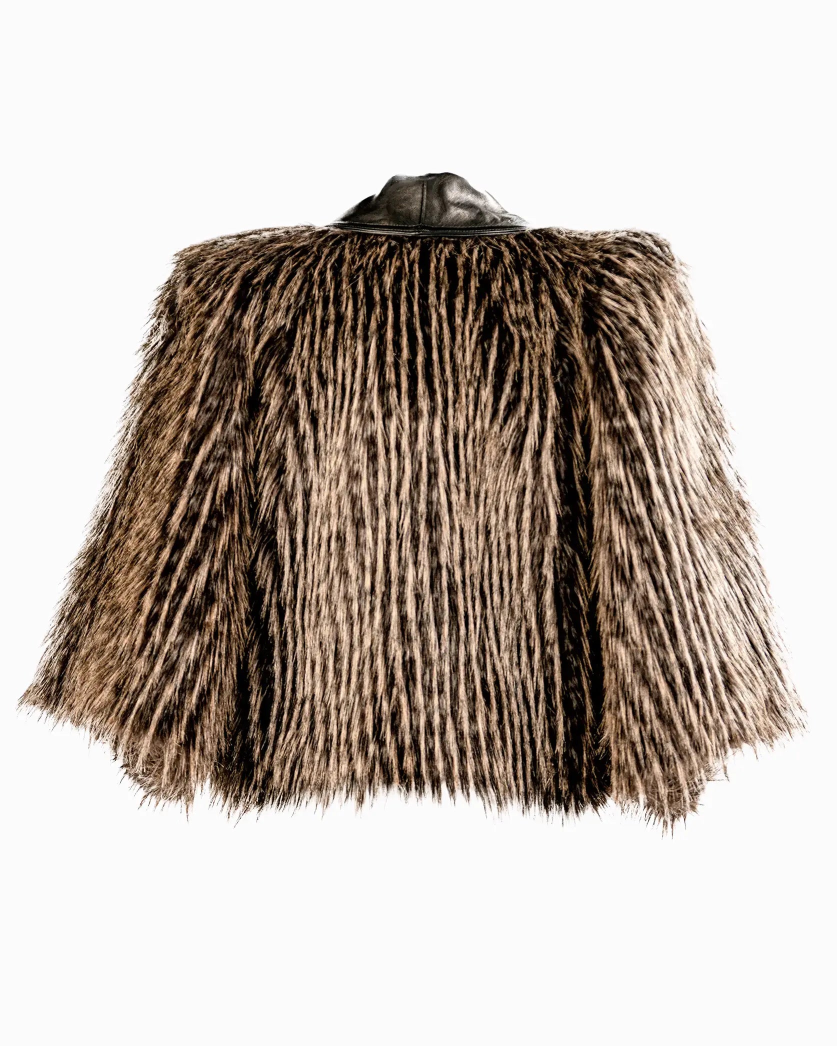 Abrigo de pelo siintetico InDiferente fashion con cuello de piel de cordero