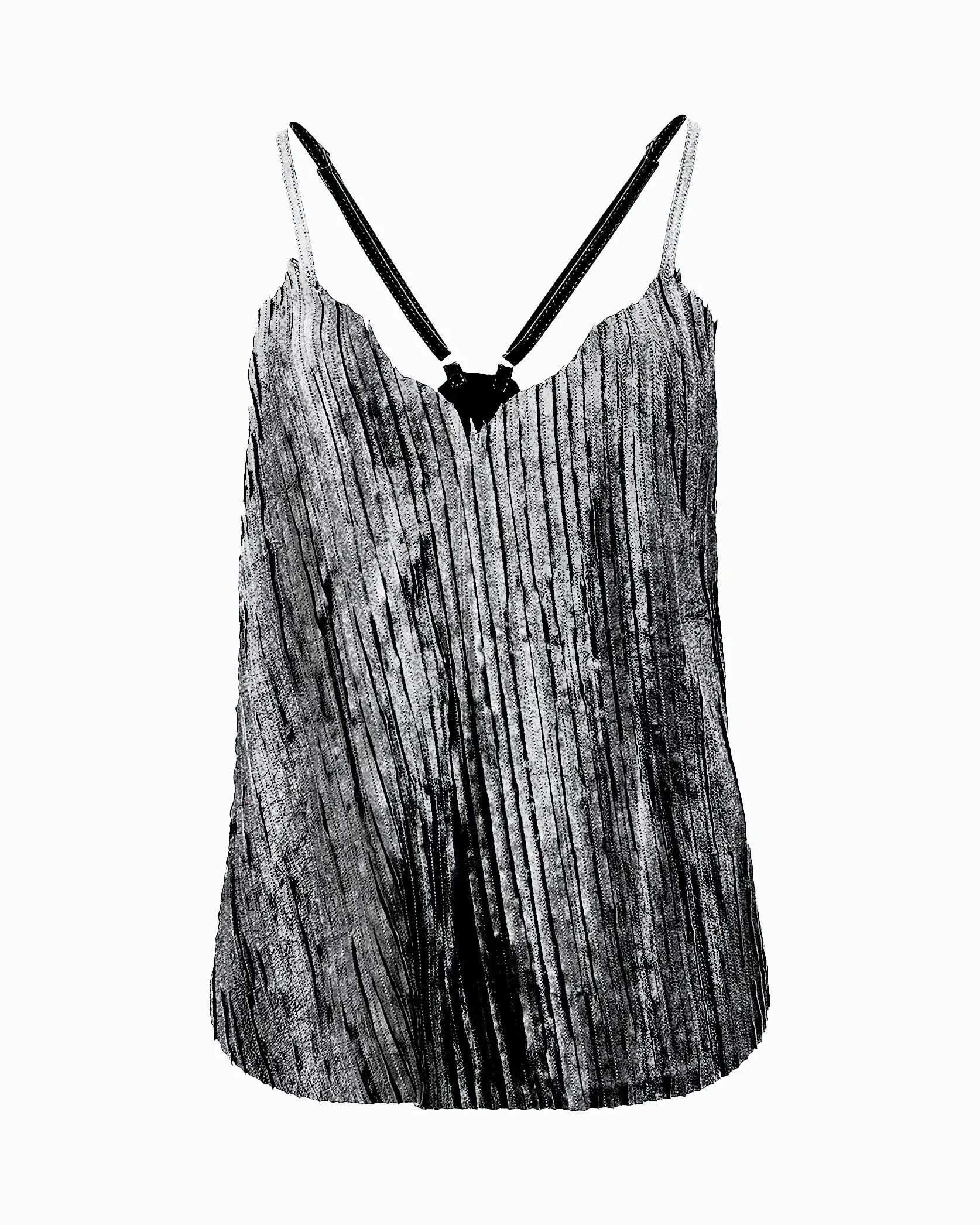 Camisola plateada Indiferente Fashion con tiras de cuero