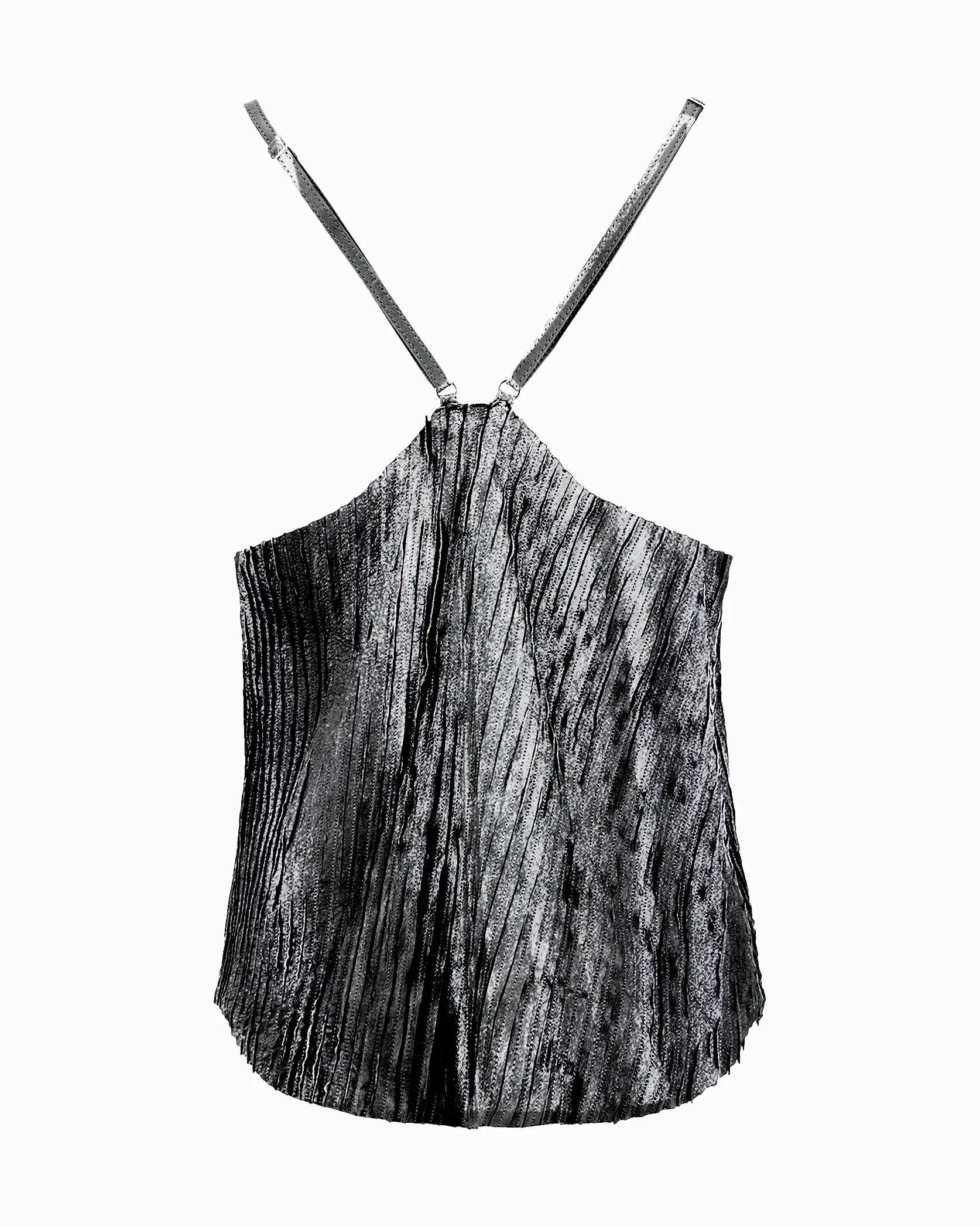 Prenda de cuero plateada Indiferente Fashion con diseño estructurado y caída elegante