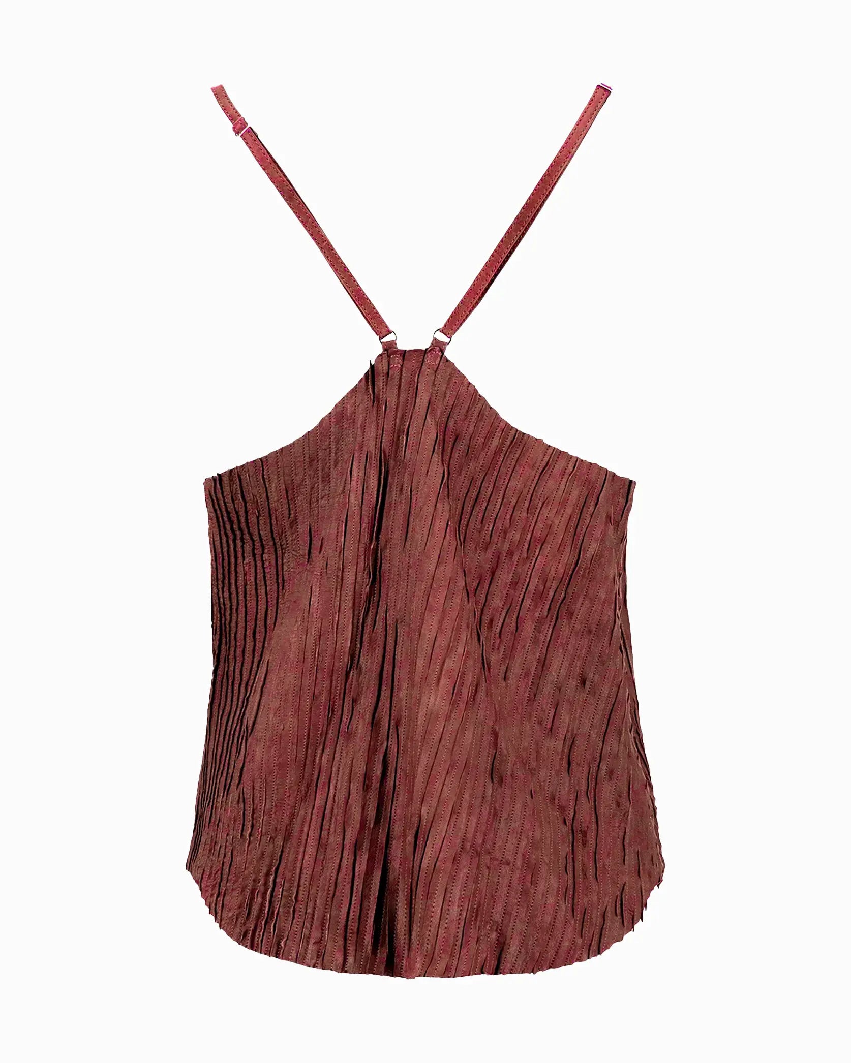 Camisola femenina vino Indiferente Fashion de cuero y textura