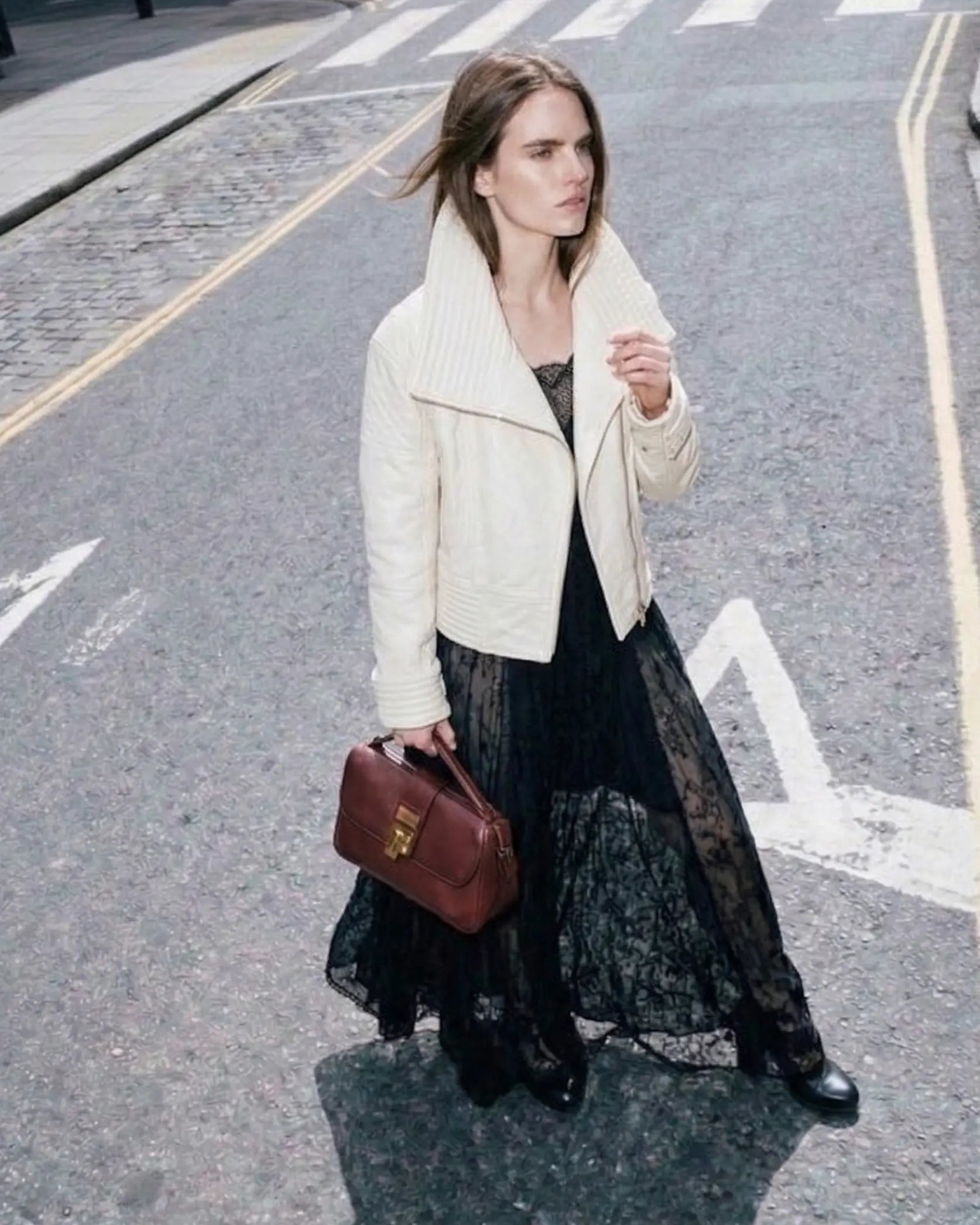 hamarra de piel mujer off white