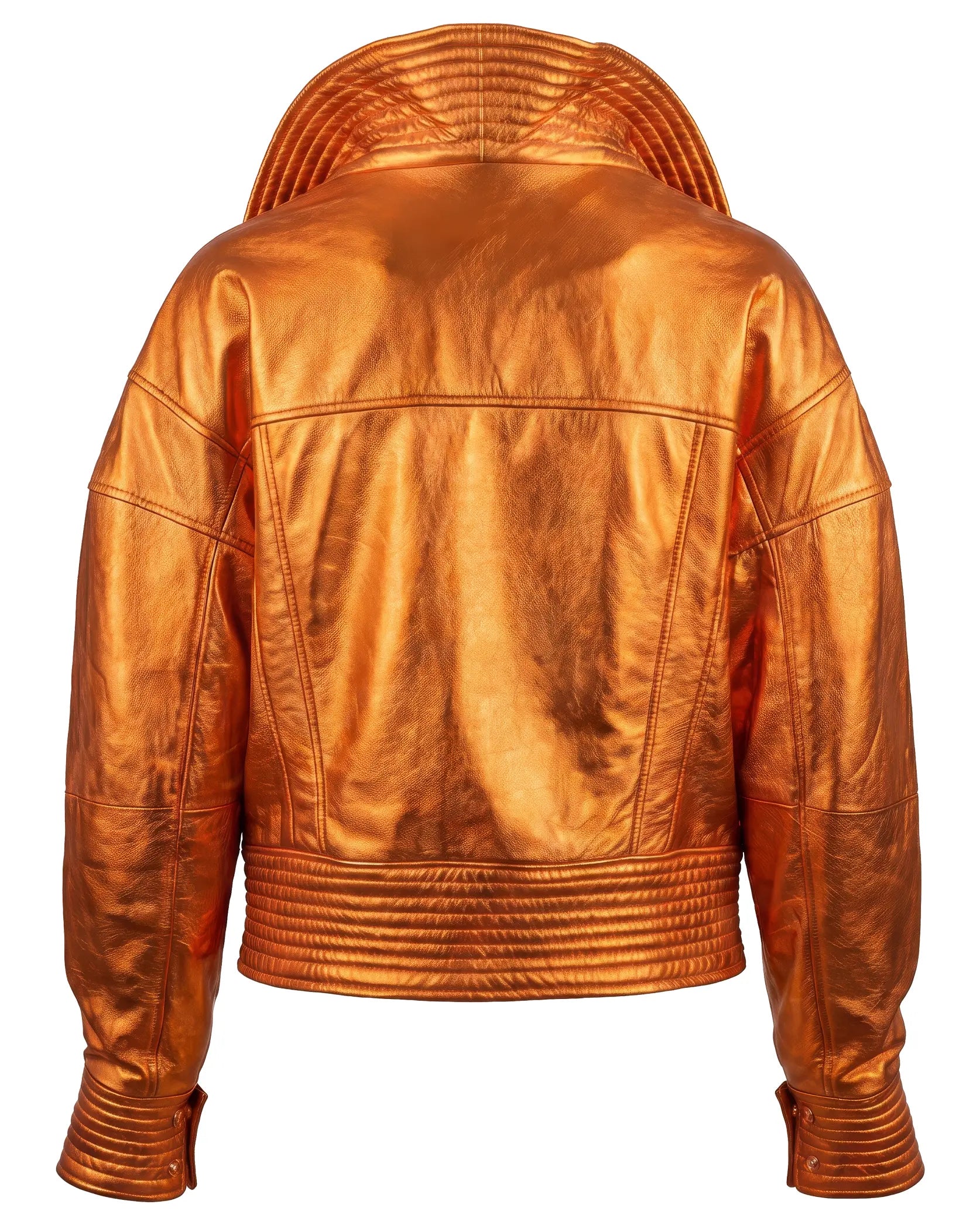 chamarra de piel mujer naranja
