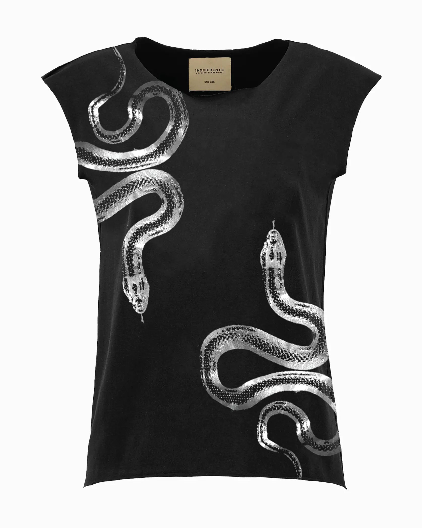 Camiseta oversized de algodón pima con diseño de serpientes delanteras y traseras, de In-Diferente Fashion.
