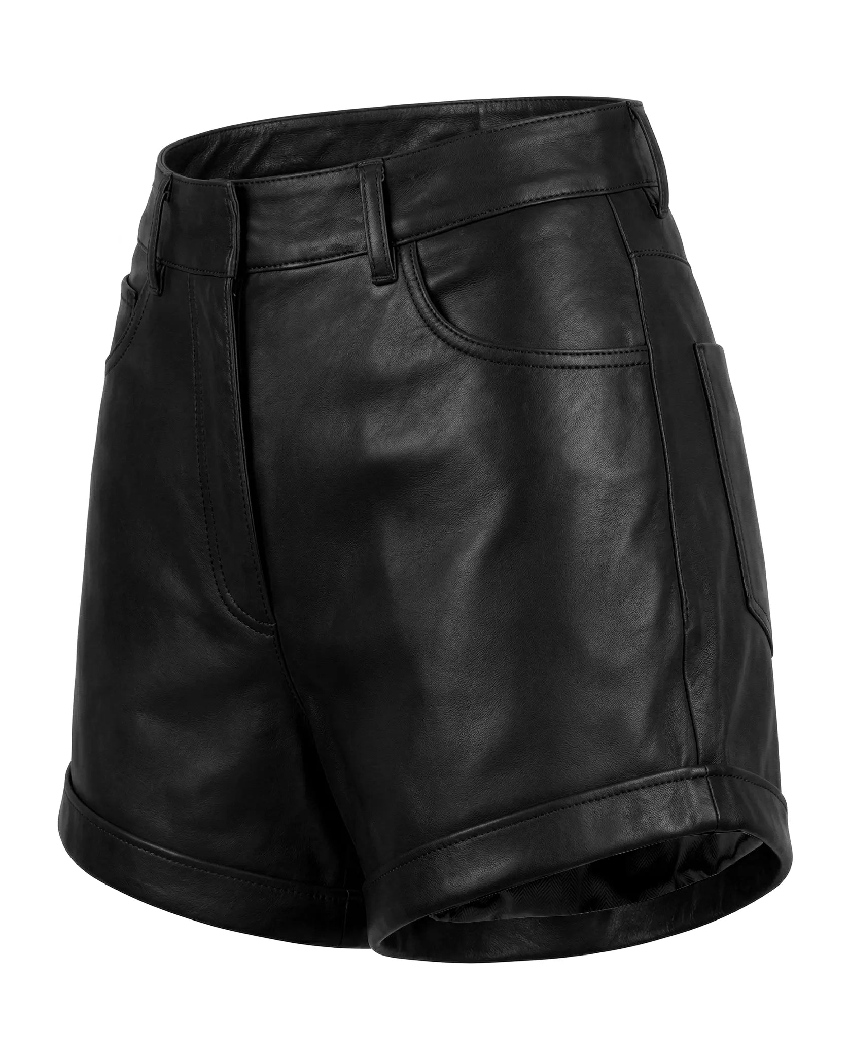 shorts de piel mujer negros