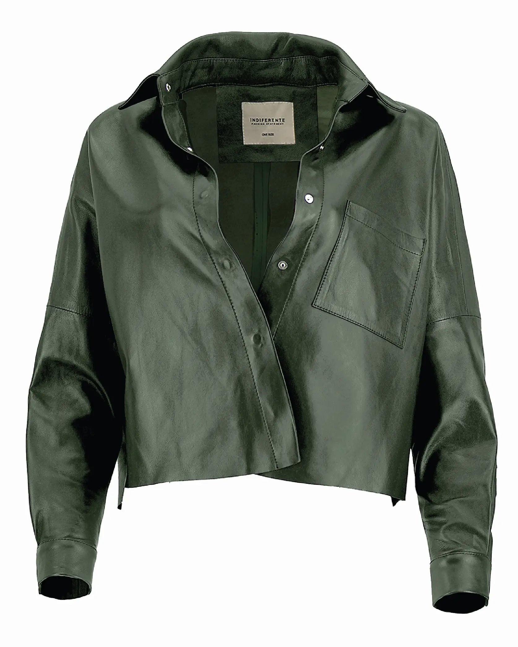 Chamarra verde militar de piel diseño versátil | UTNT - In-Diferente