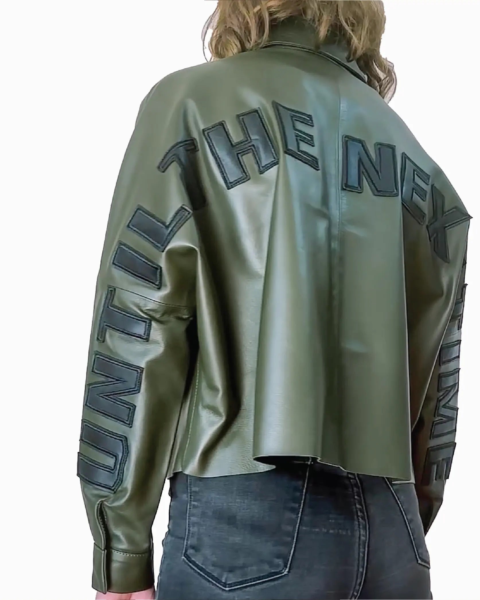 Chamarra verde militar de piel diseño versátil | UTNT - In-Diferente
