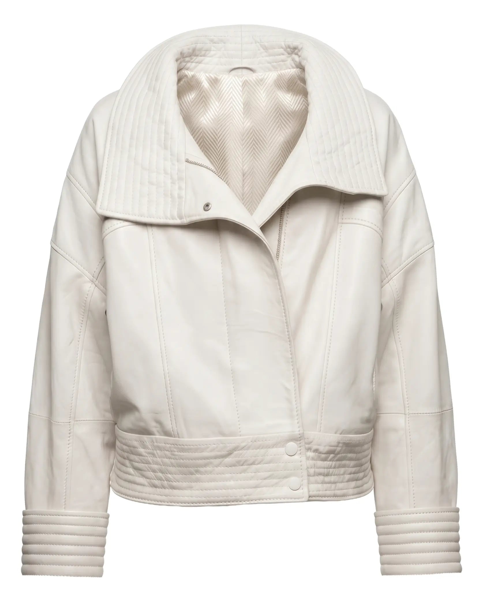 chamarra de piel mujer blanca acolchado