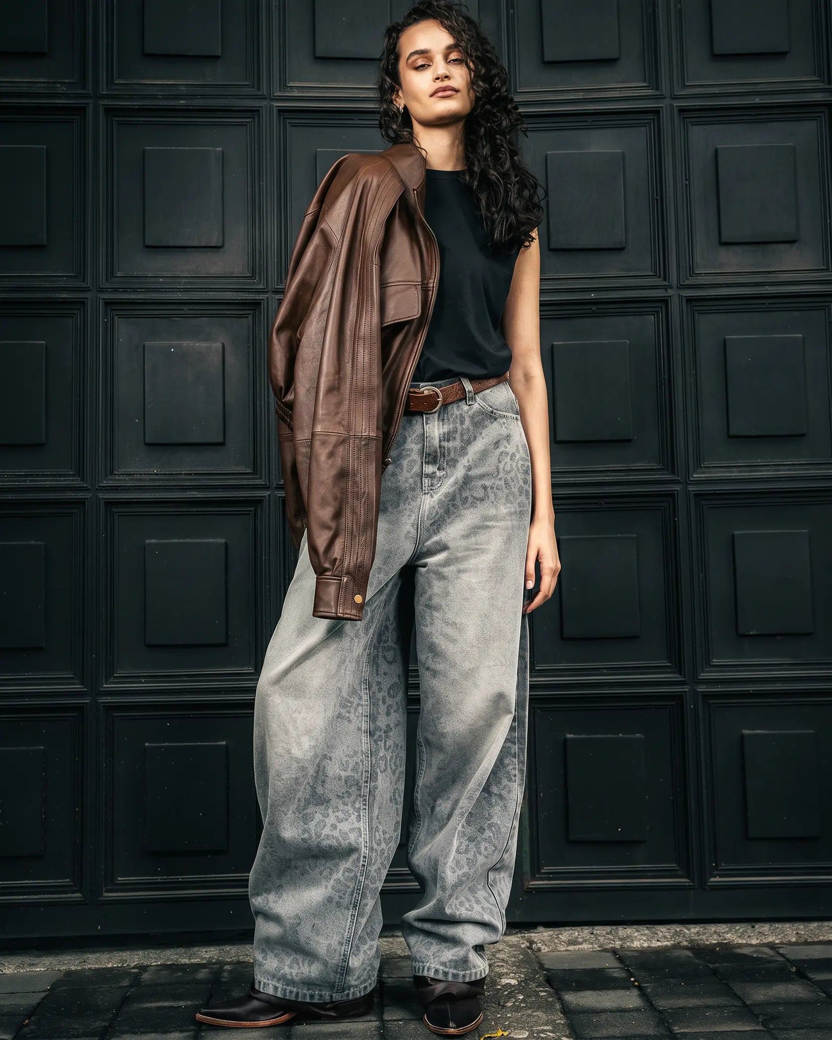 Jeans Mujer wide leg animal print | Leopardo