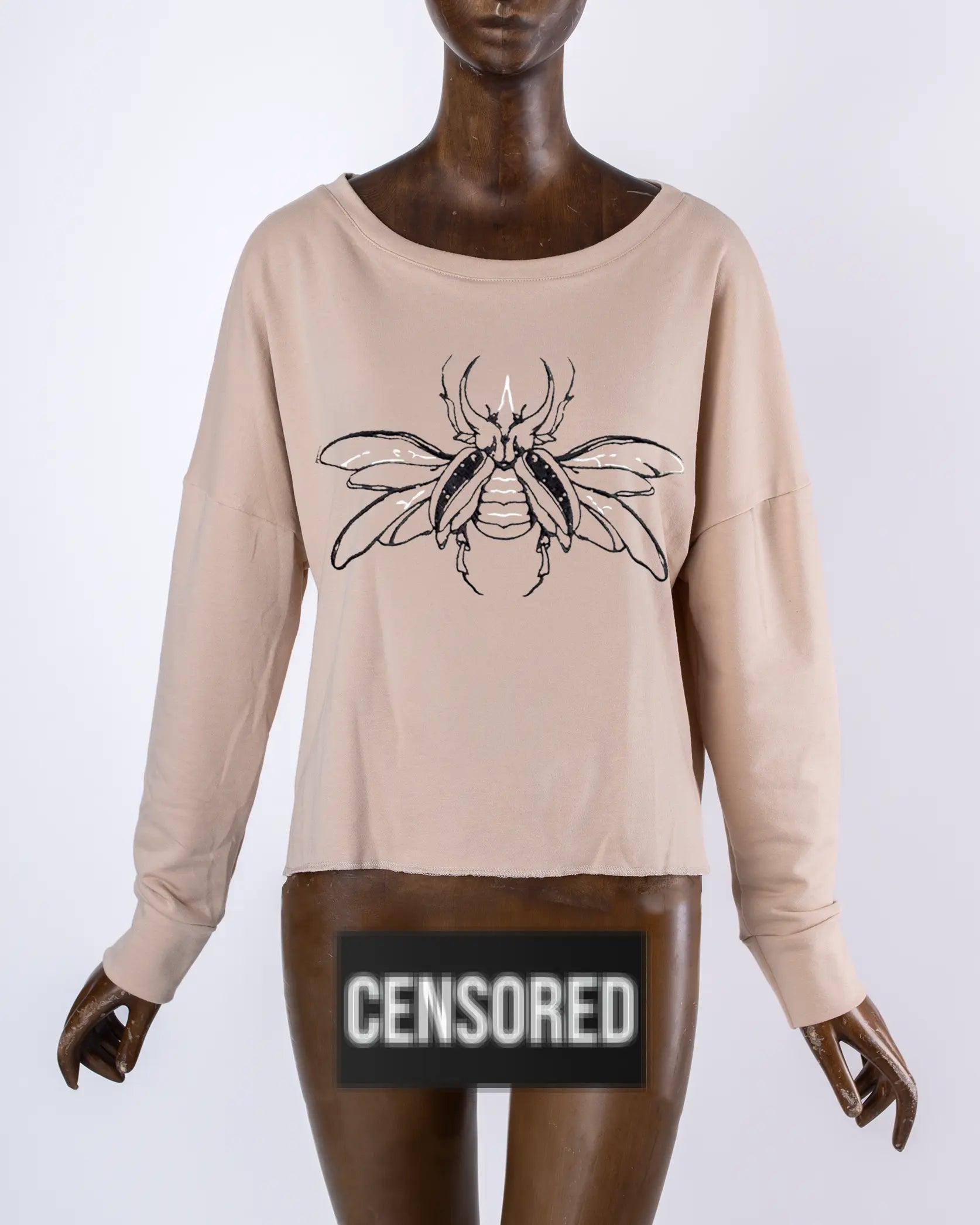 Sweat Crop Oversized Beige | Escarabajo Bordado