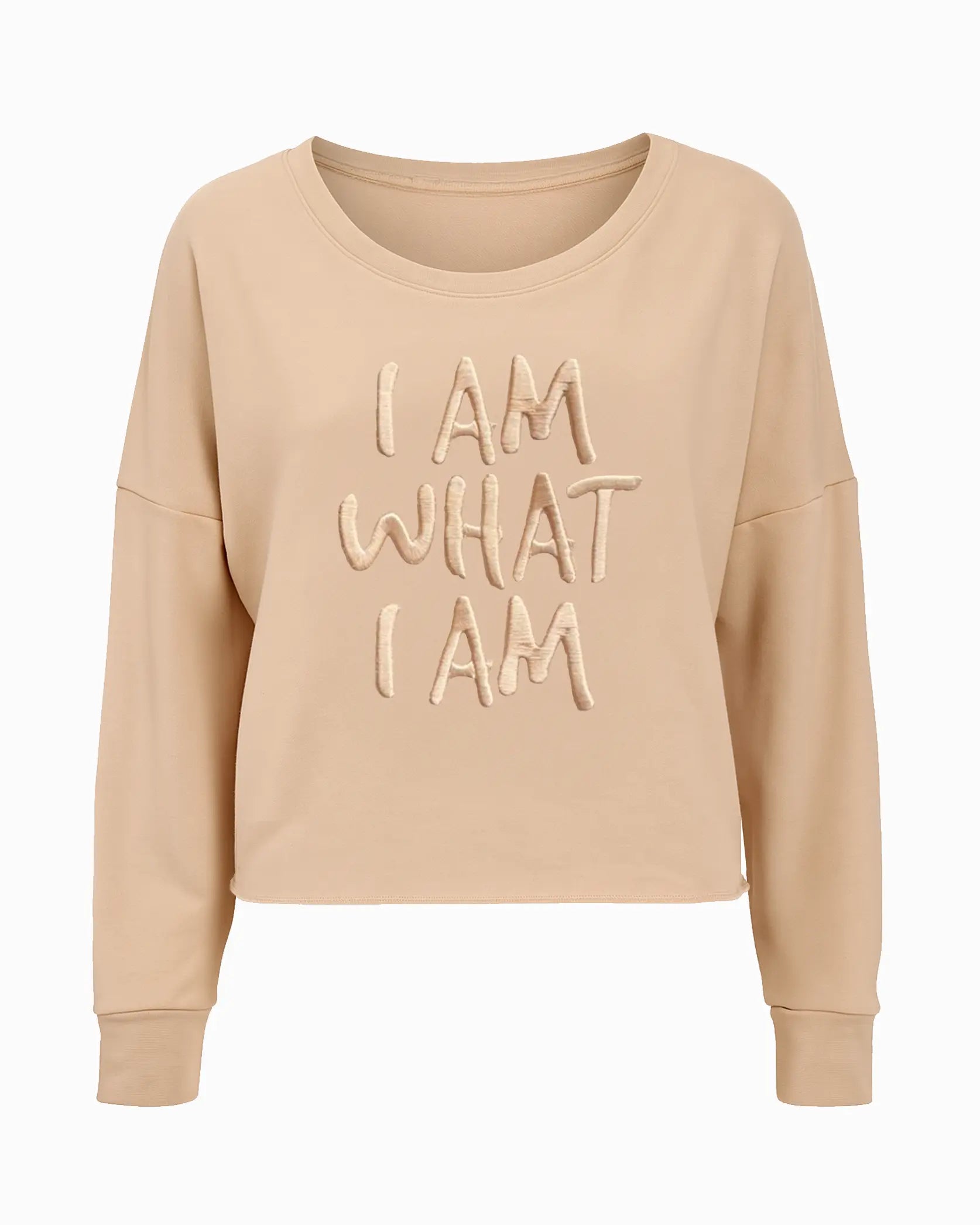 Sweat crop monocromática beige | I Am What I Am