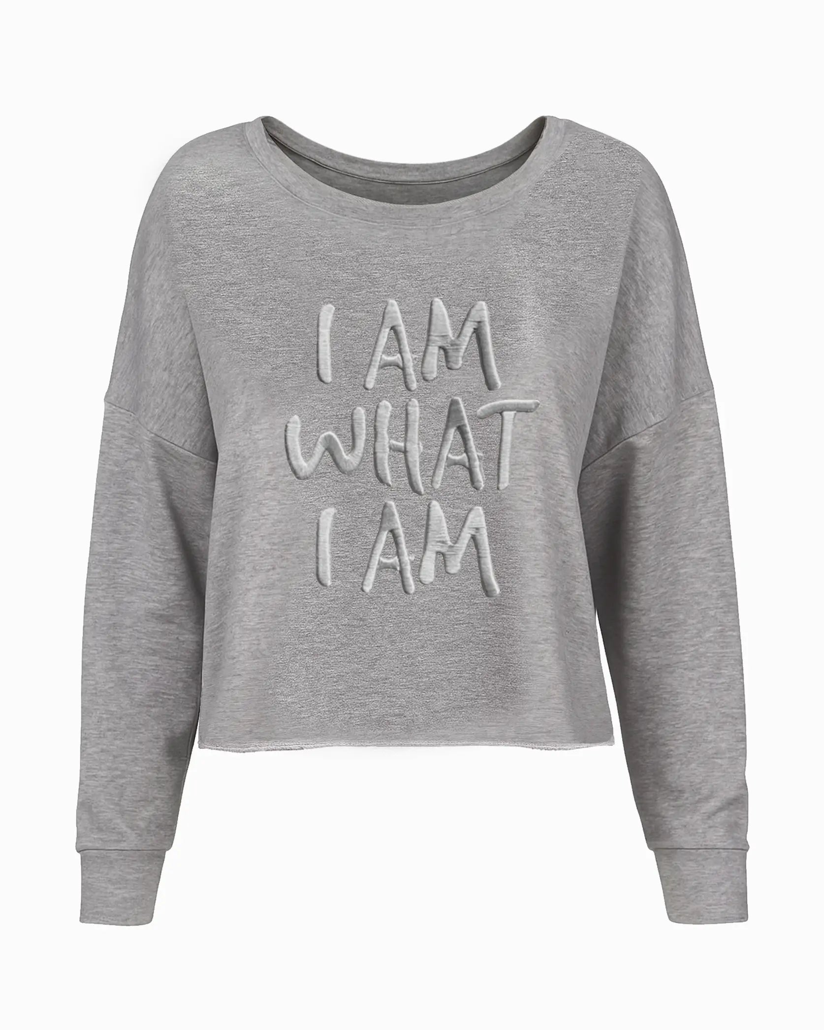 Sweat crop oversized con bordado gris | I Am What I Am