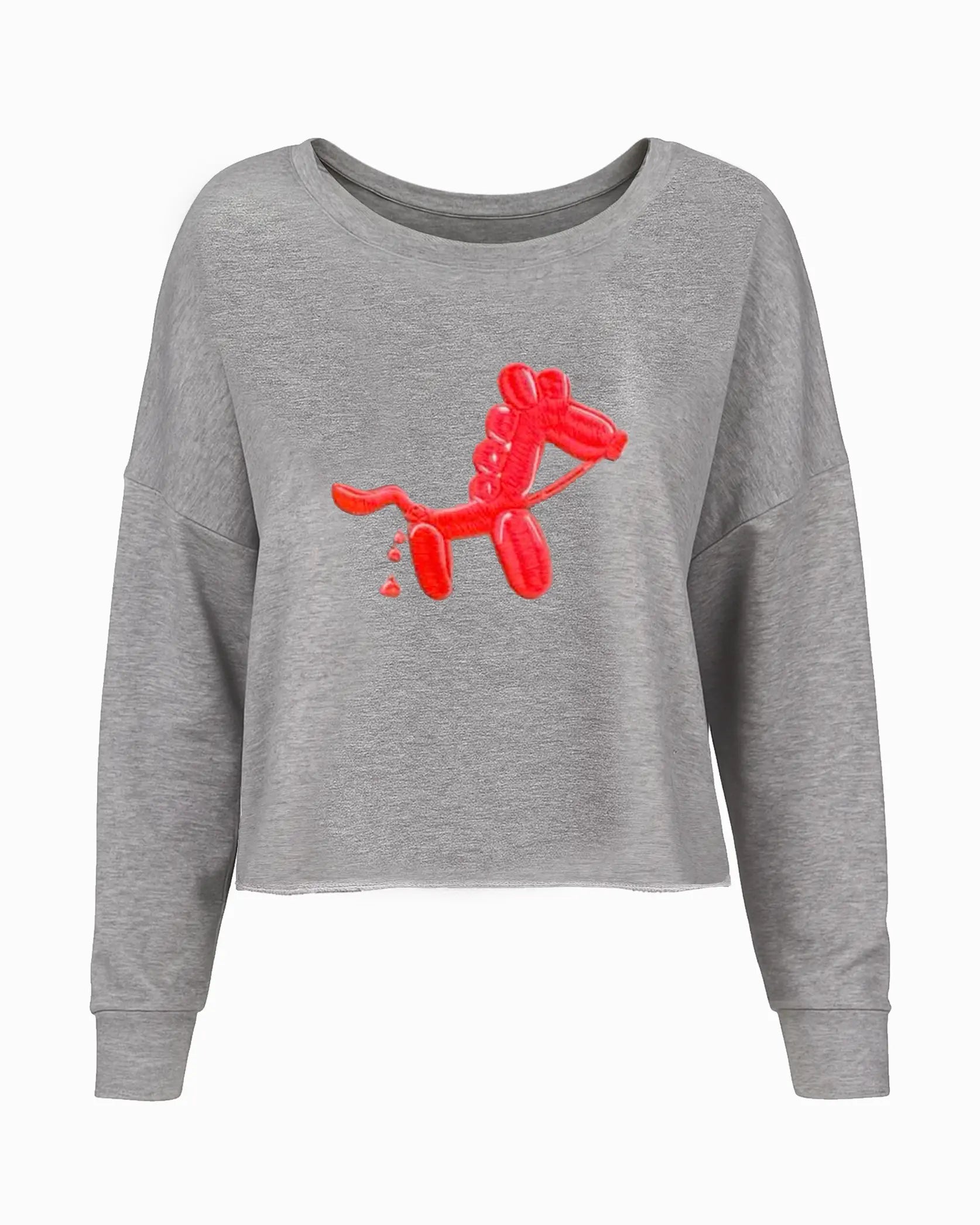 Sweat crop oversized gris caballo de globos naranja neón | Pooping