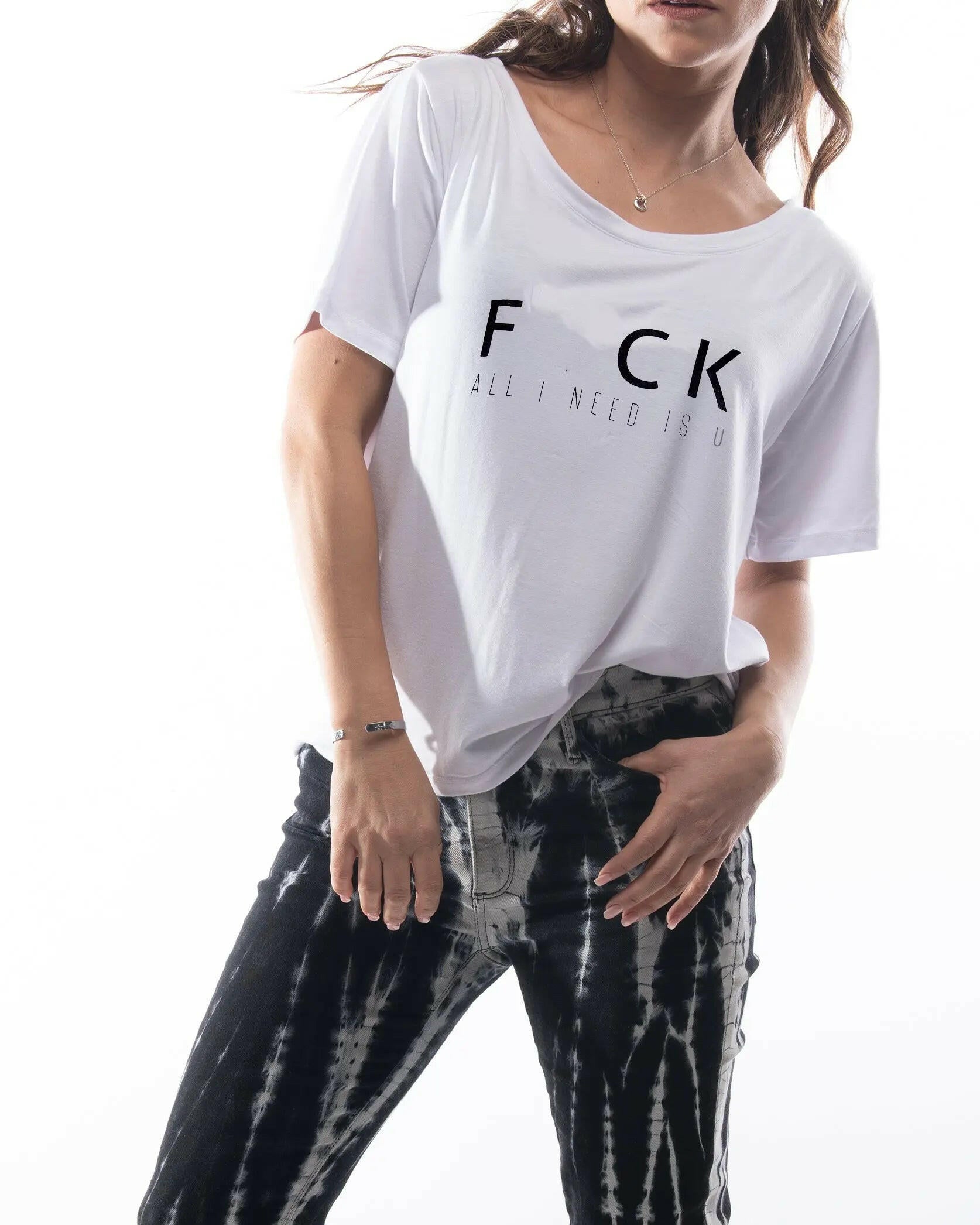 Playera Mujer blanca Oversized Grande Estampada FCK In-Diferente Indiferente fashion
