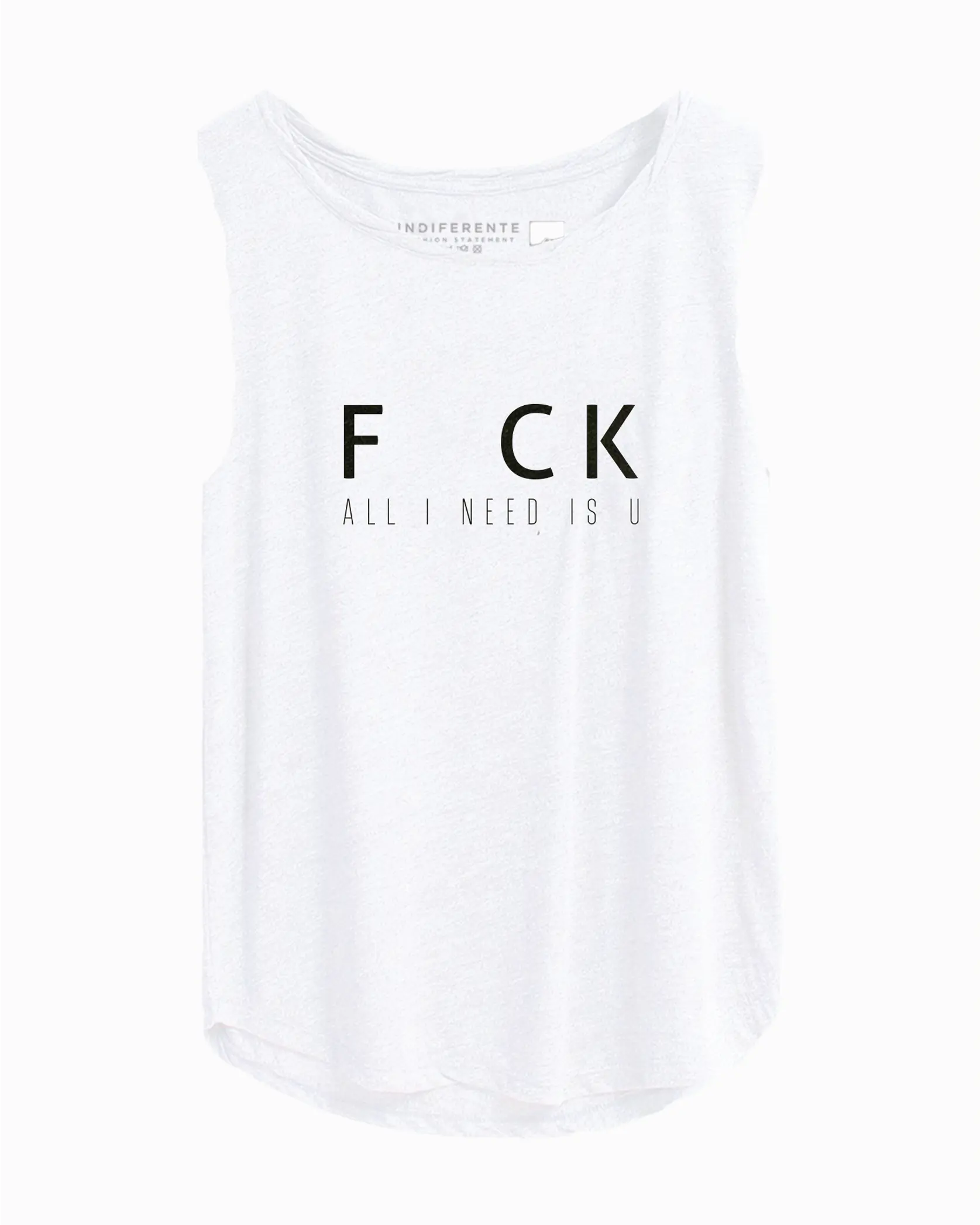 Playera sin mangas estampada In-Diferente Indiferente Fashion Ropa de mujer marca mexicana 