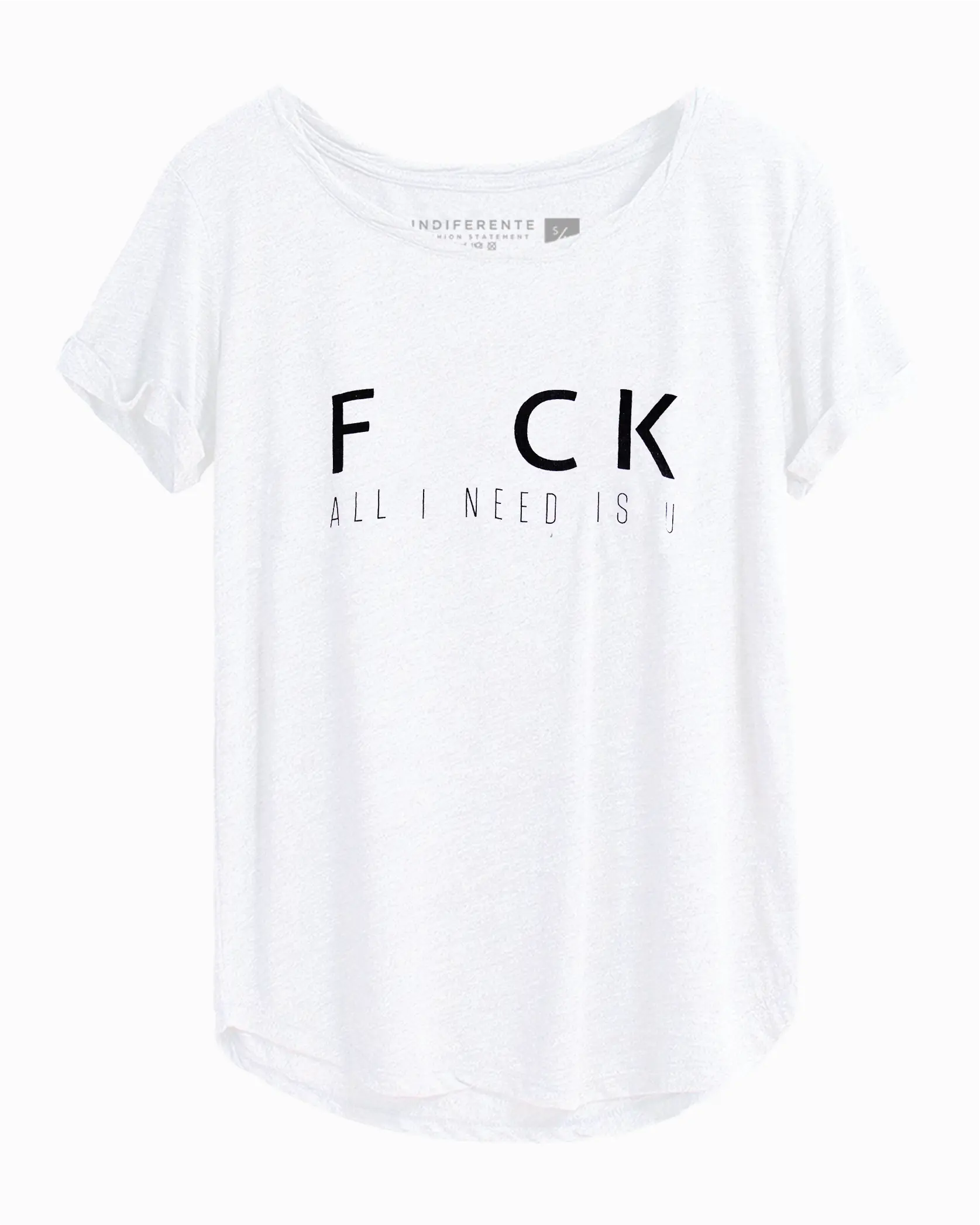 Playera Mujer blanca Oversized Grande Estampada FCK In-Diferente Indiferente fashion