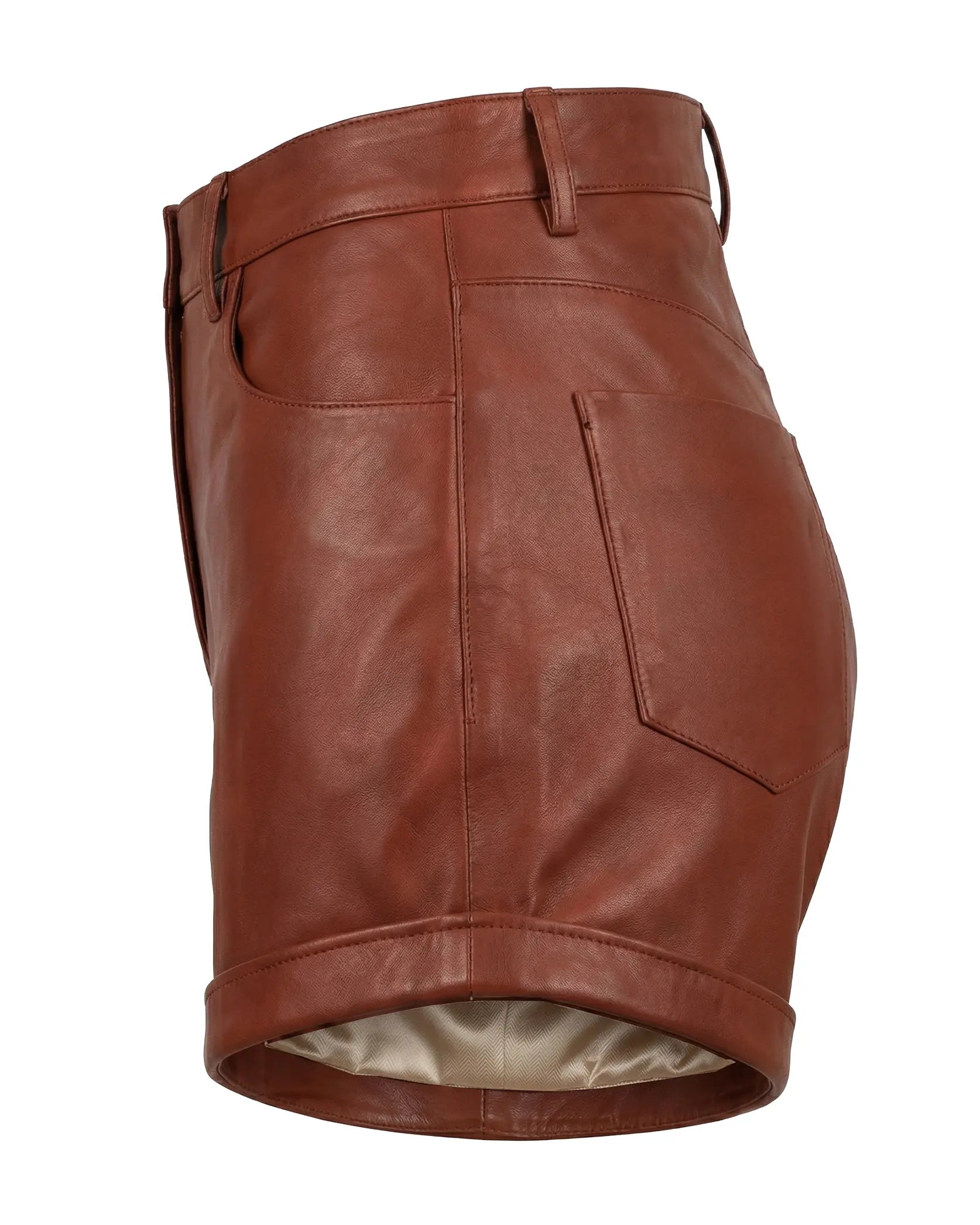 shorts de piel mujer lateral